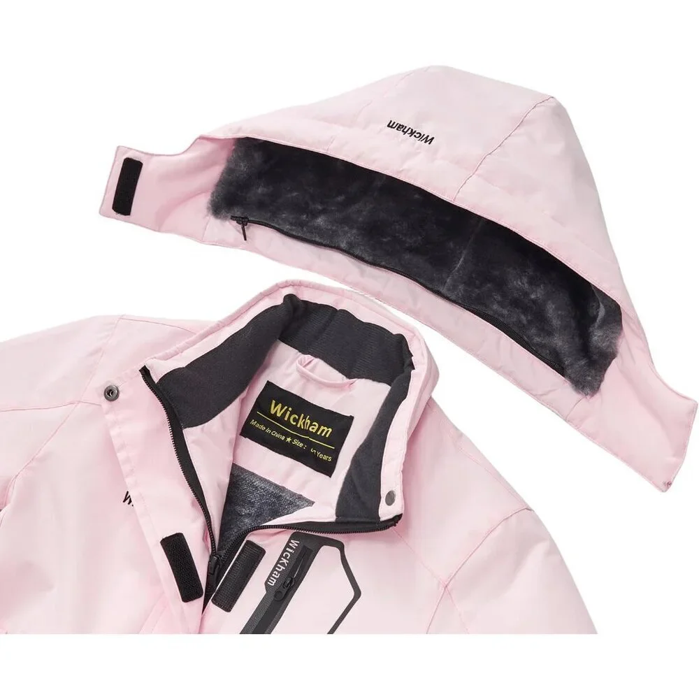 Girl's Waterproof Ski Jacket Winter Warm Fleece Lined Snow Windproof Jackets Rem